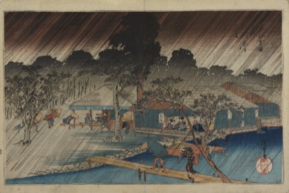 Shower at the Tadasu River Bank by Utagawa Hiroshige