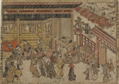 View of Nakanocho through the Main Gate by Okumura Masanobu